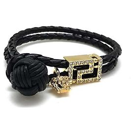 Pulseira Versace Preta e Dourada de Metal Preto Dourado