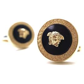 Versace-* VERSACE Cufflinks Versace Men's Medusa Resin Cufflinks-Black,Gold hardware