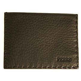 Gianfranco Ferré Gianfranco Ferre Black Grained Leather New Unisex Men Card Case Pocket Wallet Black
