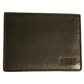 Gianfranco Ferré-Gianfranco Ferre en cuir noir nouveau unisexe hommes porte-cartes porte-cartes portefeuille de poche-Noir