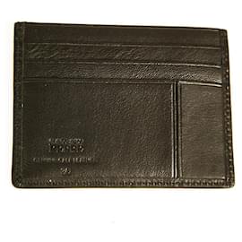 Gianfranco Ferré-Gianfranco Ferre Black Leather New Unisex Men Card Case Holder Pocket Wallet-Black