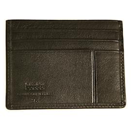 Gianfranco Ferré-Gianfranco Ferre en cuir noir nouveau unisexe hommes porte-cartes porte-cartes portefeuille de poche-Noir