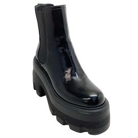 Botas de plataforma Thunderdome de charol negro de Casadei Negro