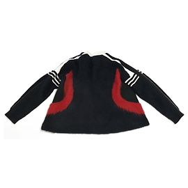 ***Louis Vuitton Wolljackenmantel Schwarz Weiß Rot Gold hardware