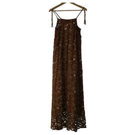 ***Roberto Collina Spitzen-Maxikleid Braun