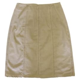 Chanel-***Chanel Vintage Zip Up Front CC Logo Skirt-Beige