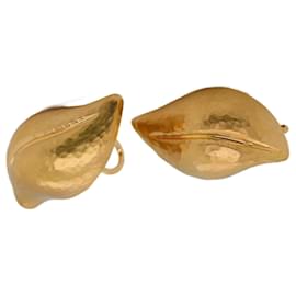 Tiffany & Co-***Tiffany & Co. Paloma Picasso Textured Gold Leaf Earrings-Yellow