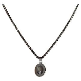 ***Chopard Happy Diamonds 18K Weißgold Diamant Halskette Silber Hardware