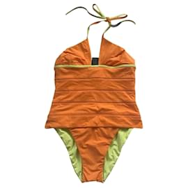 Fendi-***Neonorangefarbener Einteiler-Badeanzug von Fendi-Mehrfarben
