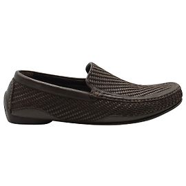 Giorgio Armani gewebte Slip-On-Loafer aus braunem Leder Braun