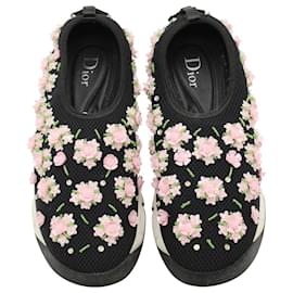 Christian Dior-Dior Sequin-Embellished Fusion Slip On Sneakers in Black Mesh -Black