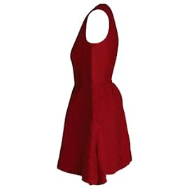 Maje-Maje Mini Robe Texturée Col V en Viscose Rouge-Rouge