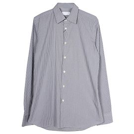 Camicia a maniche lunghe a quadri Prada in cotone grigio Grigio