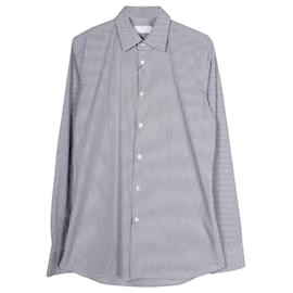 Prada-Camisa de manga larga a cuadros con botones en algodón gris de Prada-Gris