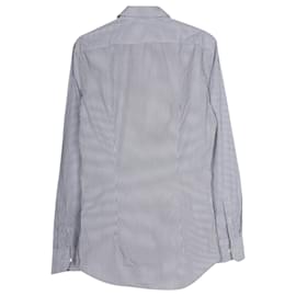 Prada-Prada Checked Button Up Long Sleeve Shirt in Grey Cotton-Grey