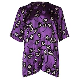 Marni-Marni Floral Print Blouse in Purple Viscose-Purple