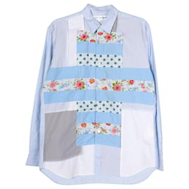 Camicia Comme des Garcons Patchwork Button Down in cotone blu Blu