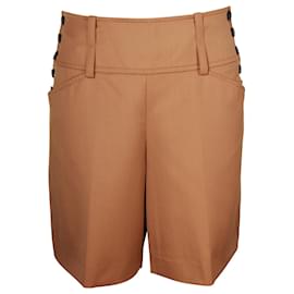 Hermès-Hermes Side Button Above Knee Shorts in Camel Brown Wool-Yellow,Camel