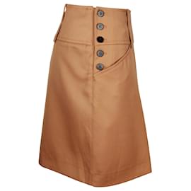Hermès-Pantalones cortos Hermes con botones laterales por encima de la rodilla en lana marrón camel-Amarillo,Camello