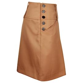 Hermès-Hermes Side Button Above Knee Shorts in Camel Brown Wool-Yellow,Camel