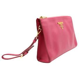 Prada-Prada-Clutch mit Logoplakette aus rosafarbenem Saffiano-Leder-Pink