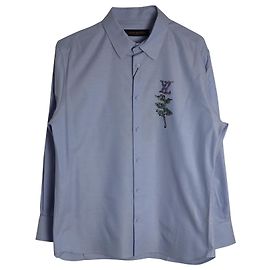 Louis Vuitton-Hemd mit besticktem Logo aus hellblauer Baumwolle Blau Hellblau