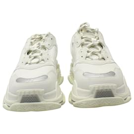 Balenciaga-Sneakers basse Balenciaga Triple S in pelle sintetica bianca e rete-Bianco