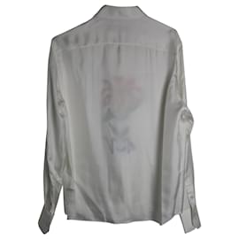 Louis Vuitton Camisa social com flores pintadas em seda branca Branco  ref.957786 - Joli Closet