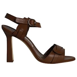 Manolo Blahnik-Manolo Blahnik Hydra Sandals in Brown Leather -Brown
