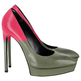 Saint Laurent-Saint Laurent Platform Pumps in Pink Leather-Pink