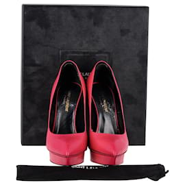 Saint Laurent-Zapatos de tacón con plataforma Saint Laurent en cuero rosa-Rosa