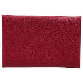 Hermès-Hermes Calvi Card Holder in Pink Goatskin Leather-Pink