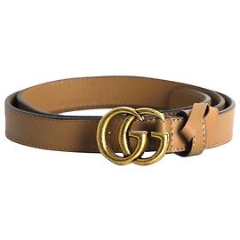 Gucci GG Belt in Tan Leather Brown Beige