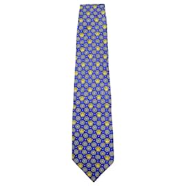 Versace-Gianni Versace Printed Textured Tie in Blue Silk-Blue