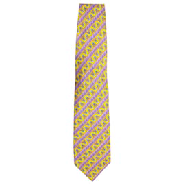 Versace-Gianni Versace Printed Tie in Yellow Silk-Yellow