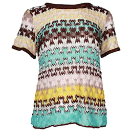 Missoni-Missoni Knitted Short Sleeve Top in Multicolor Viscose-Other,Python print
