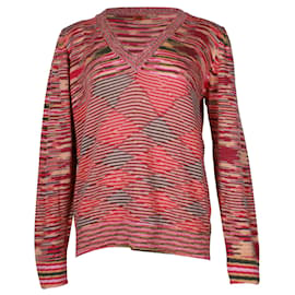 Missoni-Missoni V-Neck Sweater in Pink Cashmere-Pink