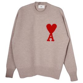 Ami Paris Pull Ami De Coeur En Laine Rose Pastel Rose Autre