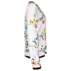 Escada-Escada Buttoned Cardigan in Floral Print Wool-White
