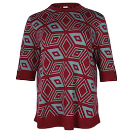 Dries Van Noten-Dries Van Noten Geometric Crew Neck Sweater in Multicolor Wool-Multiple colors
