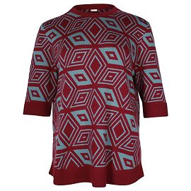 Suéter con cuello redondo geométrico en lana multicolor de Dries Van Noten Otro Impresión de pitón