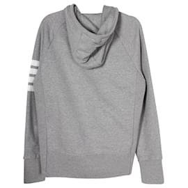 Thom Browne-Thom Browne Gray Engineered 4-Bar-Kapuzenpullover mit Reißverschluss aus grauer Baumwolle-Grau