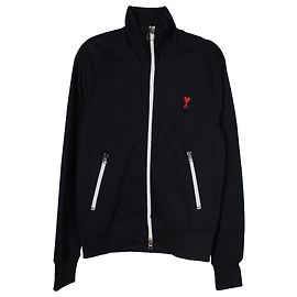 Ami Paris Logo Heart Trainingsjacke aus marineblauer Baumwolle Blau Marineblau