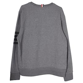 Thom Browne-Thom Browne 4 Bar Relaxed Crewneck Sweatshirt in Grey Cotton-Grey