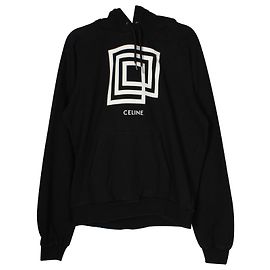 Céline Sudadera con capucha Celine Invitation Logo en algodón negro Negro