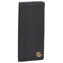 Gucci-Portefeuille à deux volets en cuir GG Marmont 459133-Noir