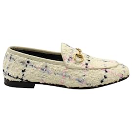 Gucci-Gucci Horsebit Jordaan Loafers in Off-White Romantique Tweed -White