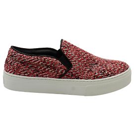Céline Sneakers Celine Slip-On en Tweed de Coton Rouge Rouge