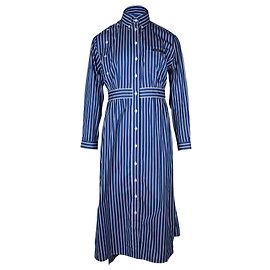 Gestreiftes Hemdkleid von Prada aus blauer Baumwolle Blau