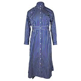 Prada-Prada Striped Shirt Dress in Blue Cotton-Blue